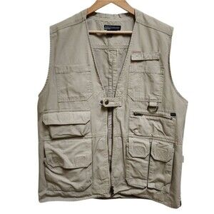 5.11 Tactical Vest Series 80001 Men L Beige Cotton Zip Hunting Shooting Conceal